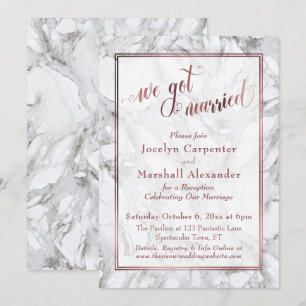 Rose Gold Marmor Wir Got Verheirateten Empfang Einladung