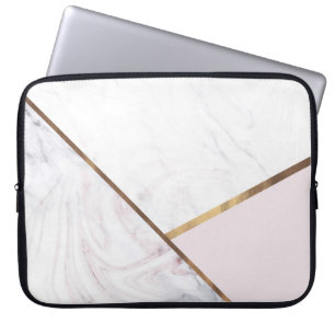 Rose Gold Marmor Wirbel & Rosa Bronze Glam Laptopschutzhülle