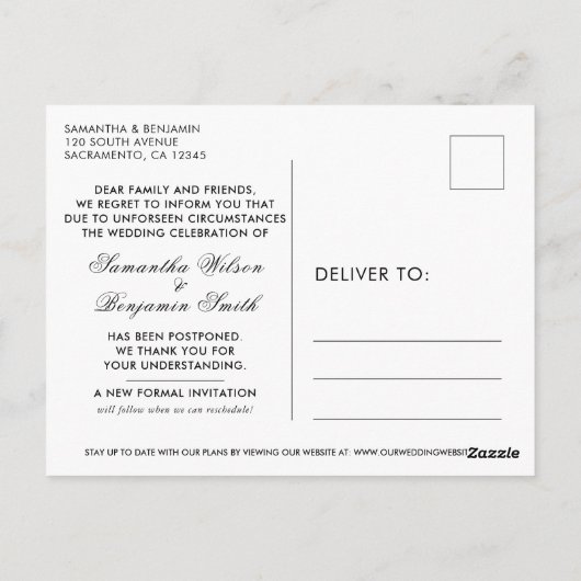 Rose Gold Marmor Zurückgestellt Hochzeitsankündigu Postkarte (Rückseite)