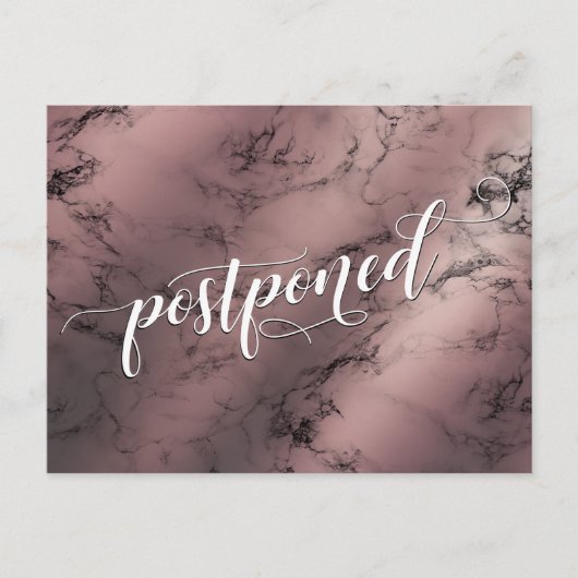 Rose Gold Marmor Zurückgestellt Hochzeitsankündigu Postkarte (Vorderseite)