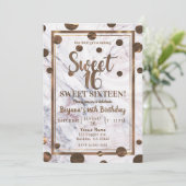 Rose Gold Marmorbronze Kupfer Sweet 16 Party Einladung (Stehend Vorderseite)