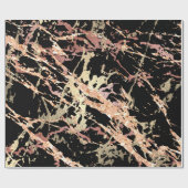 Rose Gold Marmorkoralle Schwarz Bright Pink Abstra Geschenkpapier (Flach)