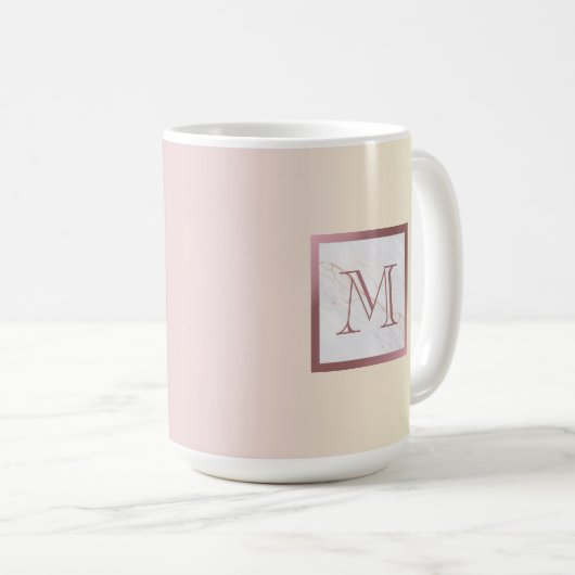 Rose Gold Marmormonogramm Rosa Vanilla Gradient Kaffeetasse (VorderseiteRechts)