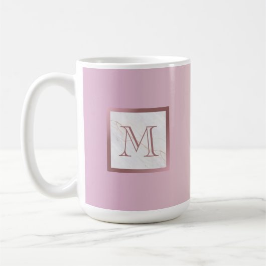 Rose Gold Marmormonogramm Rosa Vanilla Gradient Kaffeetasse (Links)