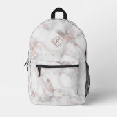 Rose-Gold-Marmortextur | Monogramm Bedruckter Rucksack (Vorderseite)