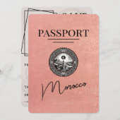 Rose Gold Marokko Reisepass Save the Date (Vorne/Hinten)