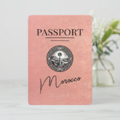 Rose Gold Marokko Reisepass Save the Date (Stehend Vorderseite)