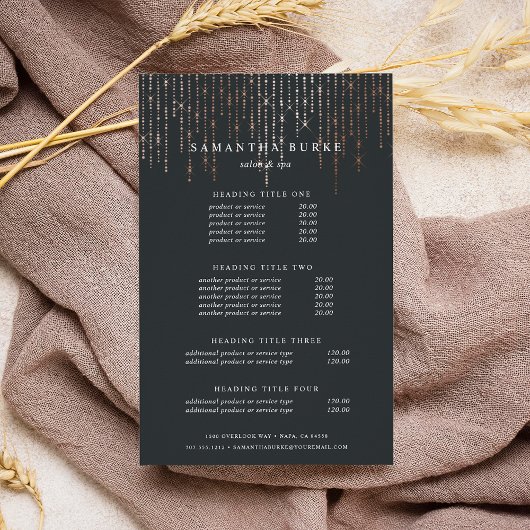 Rose Gold Marquee Preise und Dienstleistungen Flyer