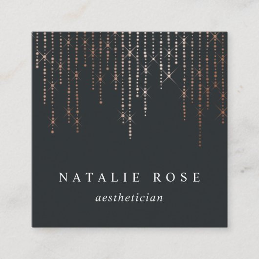 Rose Gold Marquee Quadratische Visitenkarte (Vorderseite)