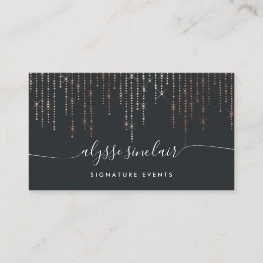 Rose Gold Marquee Signature Calligraphy Script Visitenkarte (Vorderseite)