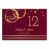 Rose Gold Marsala Weinstöcke Tischnummer Karte (Vorderseite)