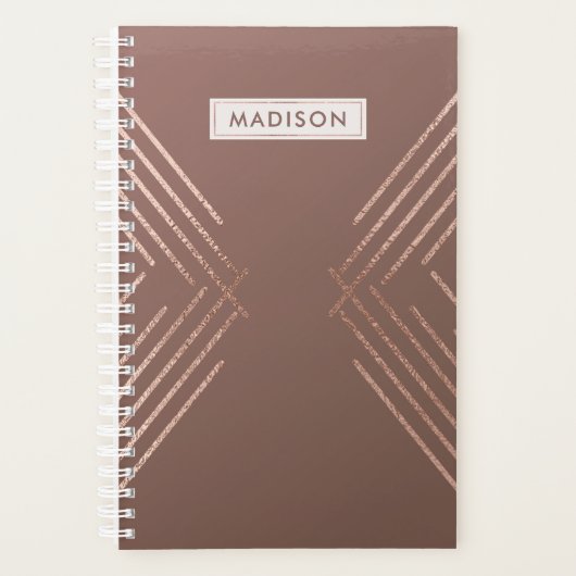 Rose Gold Mauve Modern Geometric personalisiert Planer (Vorderseite)