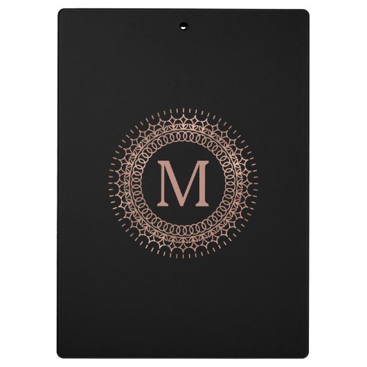 Rose Gold Medallion Monogram Klemmbrett (Rückseite)