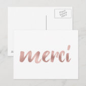 Rose gold merci Postkarten, danke, Folie Schriftar Postkarte (Vorne/Hinten)