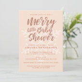 Rose Gold Merry Little Baby Dusche Einladung (Stehend Vorderseite)