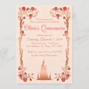 Rose Gold Messe Quinceanera Einladung