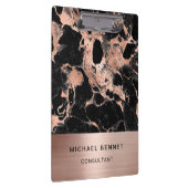 Rose Gold Metal Black Marble Consultant Business Klemmbrett (Rechts)