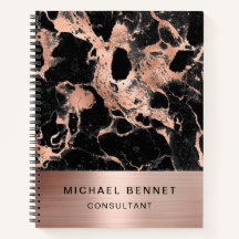 Rose Gold Metal Black Marble Consultant Business