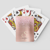 Rose Gold Metal, Glitzer, Script Name & Initial Spielkarten (Rückseite)