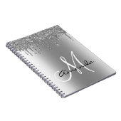 Rose Gold Metal Glitzer Tropfen Monogram Notebook Notizblock (Rechte Seite)