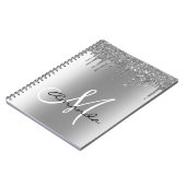 Rose Gold Metal Glitzer Tropfen Monogram Notebook Notizblock (Linke Seite)