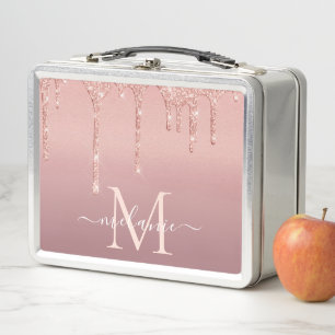 Rose Gold Metal Lunch Box Individuelle Name und Le