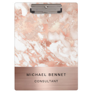 Rose Gold Metal Marble Consultant Business Klemmbrett