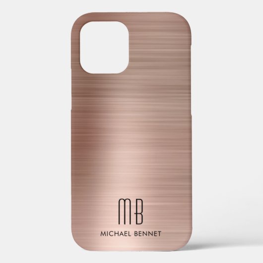 Rose Gold Metal Monogram Case-Mate iPhone Case (Rückseite)