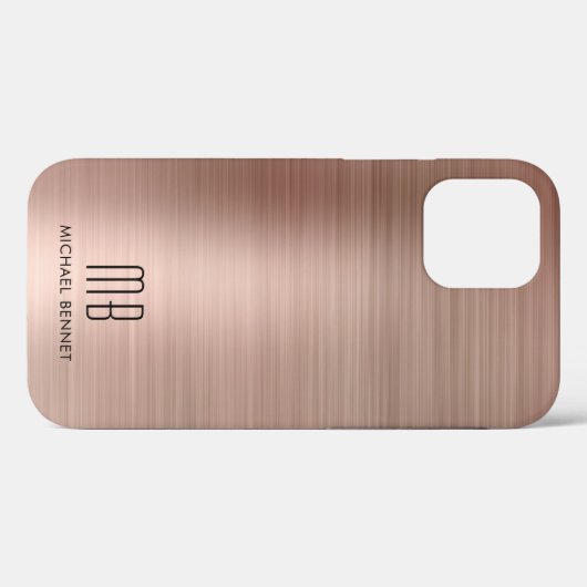 Rose Gold Metal Monogram Case-Mate iPhone Case (Rückseite (Horizontal))