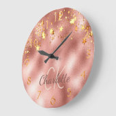 Rose Gold-Metal-Monogrammschrift Große Wanduhr (Winkel)