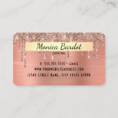 Rose Gold Metal und Glitzer Tropfen Imitate Kredit Visitenkarte (Rückseite)