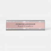 Rose-Gold-Metall und Glitzer-Diamant Schreibtischnamensplakette (Vorderseite )