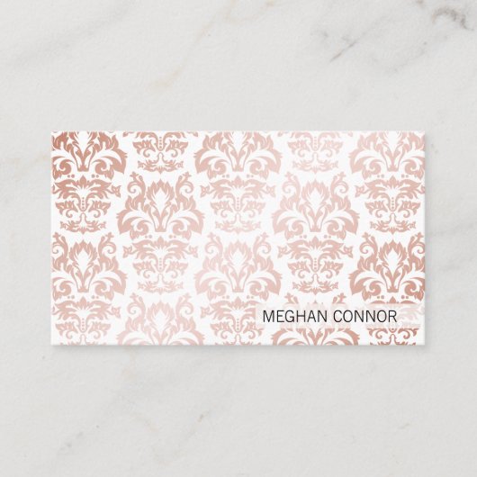 Rose Gold-MetallDamaskus-Muster Visitenkarte (Vorderseite)