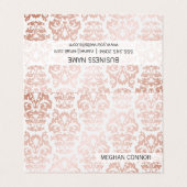 Rose Gold-MetallDamaskus-Muster Visitenkarten (Außenseite Aufgefaltet)