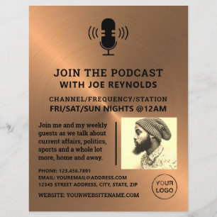 Rose Gold Metalleffekt, Podcaster, Podcast Flyer