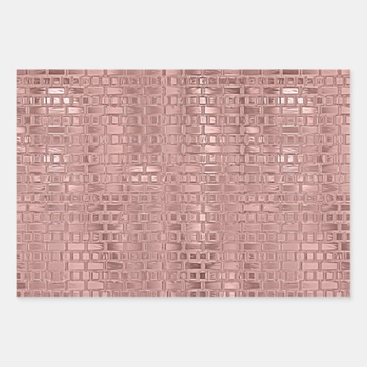 Rose Gold Metallfolienlook texturiert Geschenkpapier Set (Vorderseite 3)