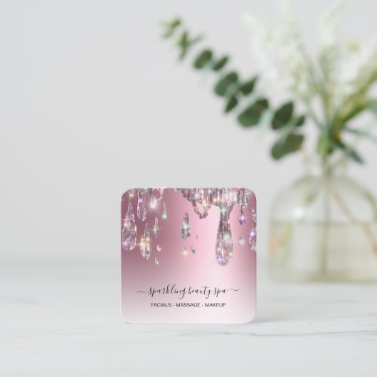 *~* ROSE GOLD Metallic AP7 Tropfen Drilling GLITZE Quadratische Visitenkarte (Stehend Vorderseite)