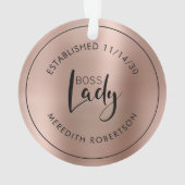 Rose Gold Metallic Boss Lady Datum Ornament (Rückseite)