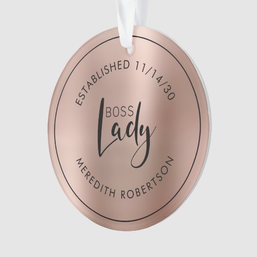 Rose Gold Metallic Boss Lady Datum Ornament (Vorderseite)