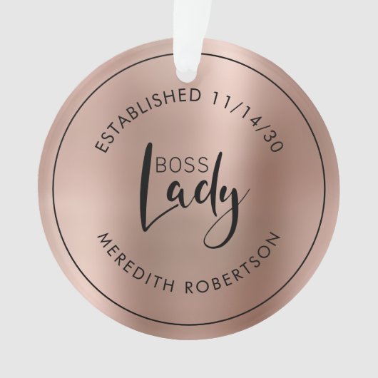 Rose Gold Metallic Boss Lady Datum Ornament (Vorderseite)