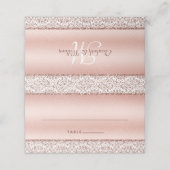 Rose Gold Metallic Damask Monogram Glam Wedding Platzkarte (Außenseite Aufgefaltet)