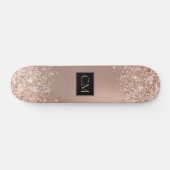 Rose Gold Metallic Glitzer Monogramm Skateboard (Horizontal)