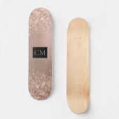 Rose Gold Metallic Glitzer Monogramm Skateboard (Vorderseite)