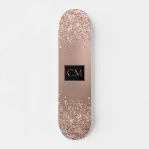 Rose Gold Metallic Glitzer Monogramm Skateboard
