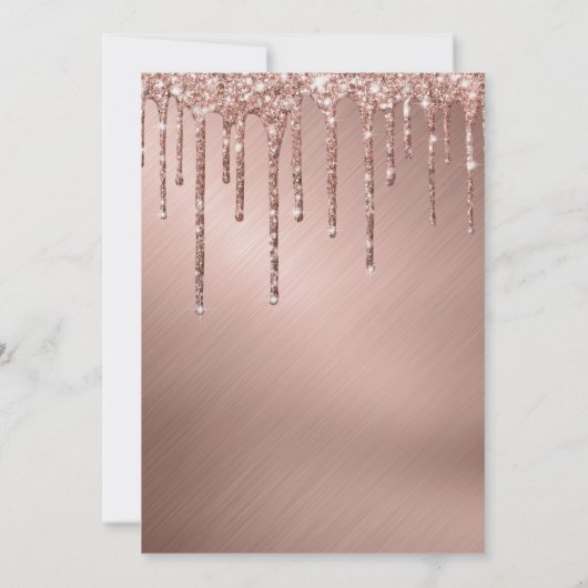 Rose Gold Metallic Glitzer Tropfen Foto Abschluss Einladung (Rückseite)