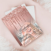 Rose Gold Metallic Glitzer Tropfen Foto Abschluss Einladung