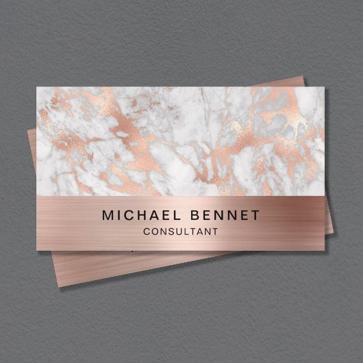 Rose Gold Metallic Grau White Marble Consultant Visitenkarte