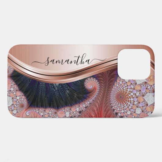 Rose Gold Metallic Handgeschriebenes Monogramm Case-Mate iPhone Hülle (Rückseite (Horizontal))