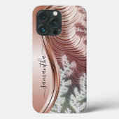 Rose Gold Metallic Handgeschriebenes Monogramm Case-Mate iPhone Hülle (Rückseite)