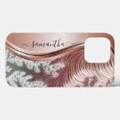 Rose Gold Metallic Handgeschriebenes Monogramm Case-Mate iPhone Hülle (Rückseite (Horizontal))